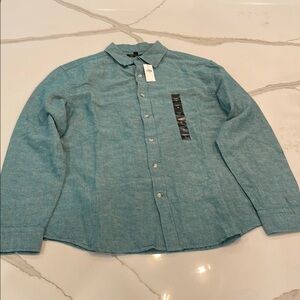 Banana Republic Linen Blend Green Button Down
